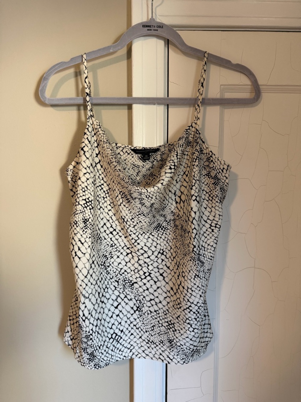 Banana Republic Black & White Snake-Print Cowl Neck Camisole